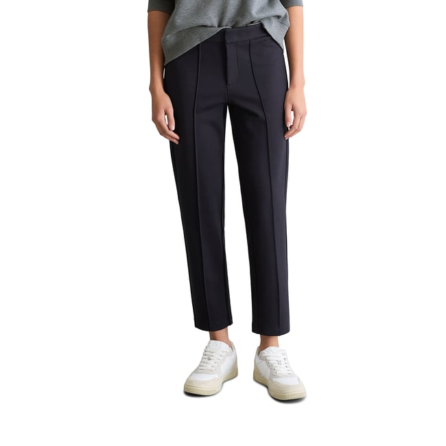 Pantalon en jersey slim en qualité interlock compacte bleu foncé <span itemprop=