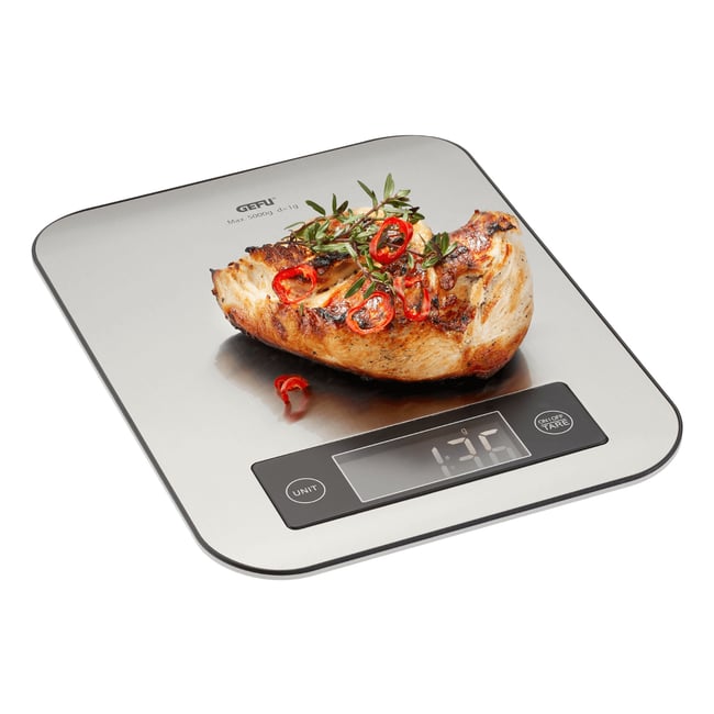 Balance de cuisine connectée avec application d'analyse nutritive argent <span itemprop=