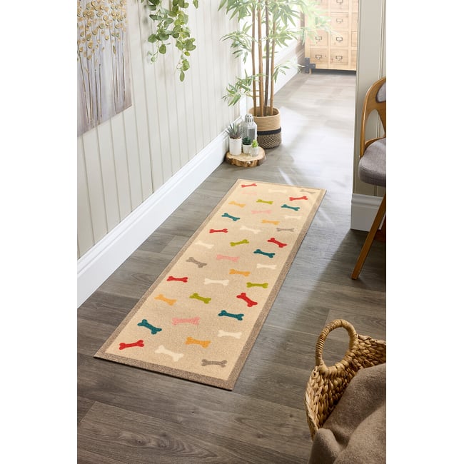 Multi Bones Stain Resistant Pet Runner Mat 50x150cm, multi-coloured, HOWLER & SCRATCH