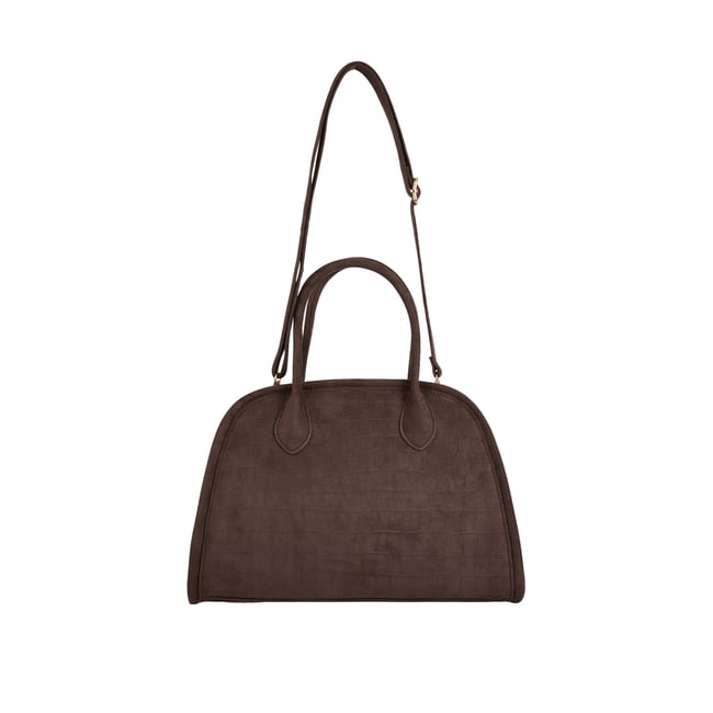 Sac suédine aspect croco marron foncé <span itemprop=