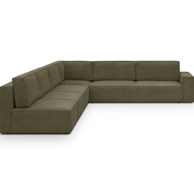 Canapé d'angle gauche convertible 10 places en velours côtelé - HARPER MOD - HOMIFAB