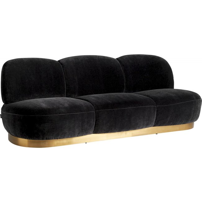 Canapé en velours moderne, Balsot Couleur noir, doré <span itemprop=