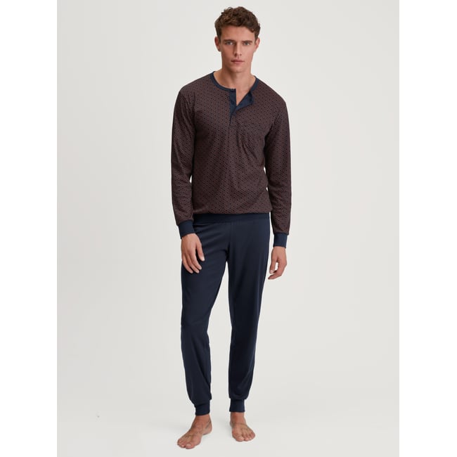 Pyjama avec bords élastiques manches longues Coton RELAX CHOICE saphir foncé <span itemprop=