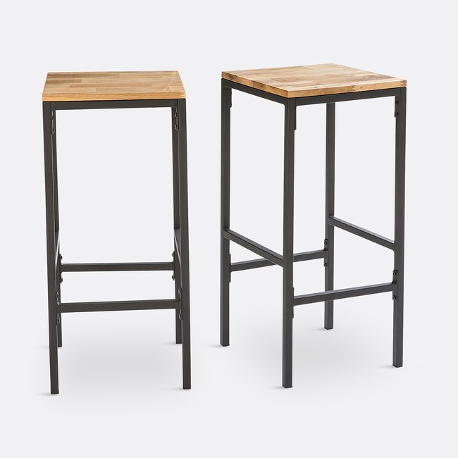 Lot de 2 tabourets de bar hauts, Hiba Couleur naturel <span itemprop=
