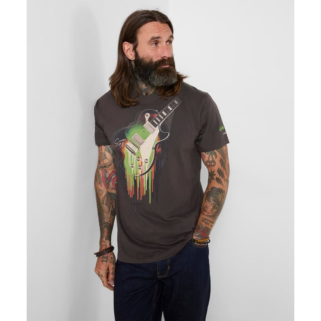T-Shirt Guitare Ça Chauffe gris <span itemprop=