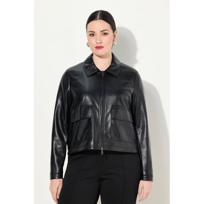 Veste oversize en simili-cuir noir <span itemprop=