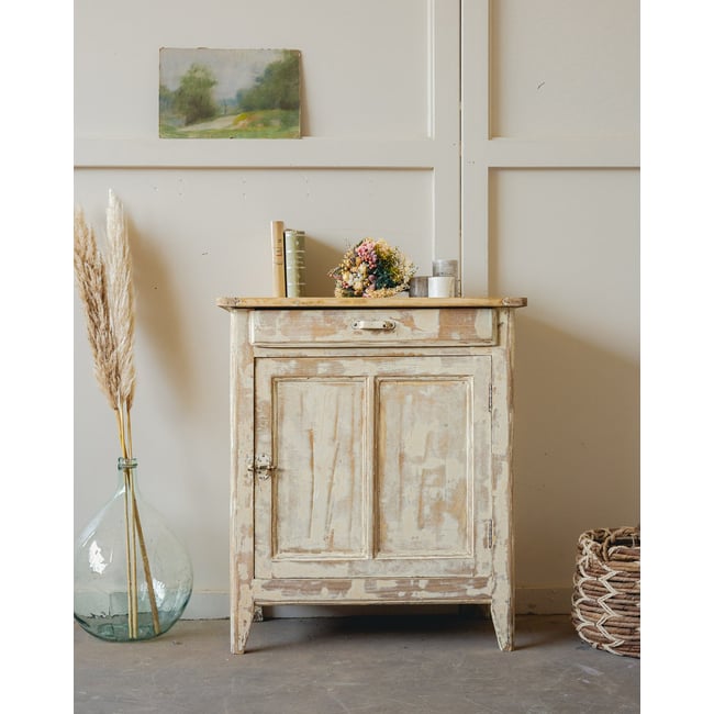 Buffet confiturier shabby chic Gilbert N°1659 - Bon état Couleur blanc <span itemprop=