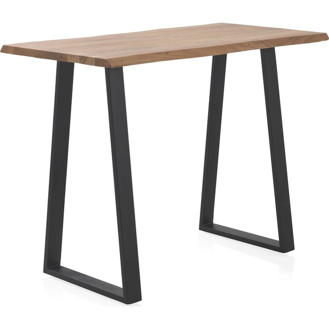 Table bar bois massif acacia naturel et pieds métal Couleur bois naturel acacia et métal noir <span itemprop=