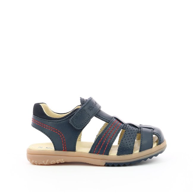 Sandales en cuir Platinium bleu marine <span itemprop=