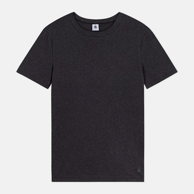 Iconic Women's Cotton T-Shirt with Short Sleeves, charcoal grey, PETIT BATEAU
