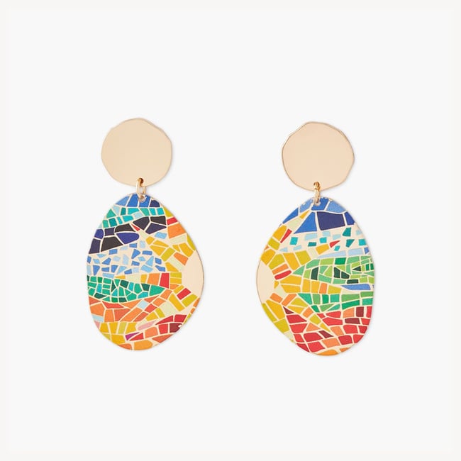 Boucles d'oreilles Balagane imprimé mosaïque multicolore <span itemprop=