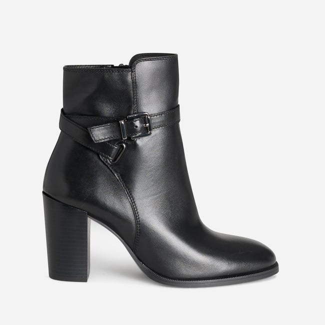 Boots À Talon en cuir NELLIA noir <span itemprop=
