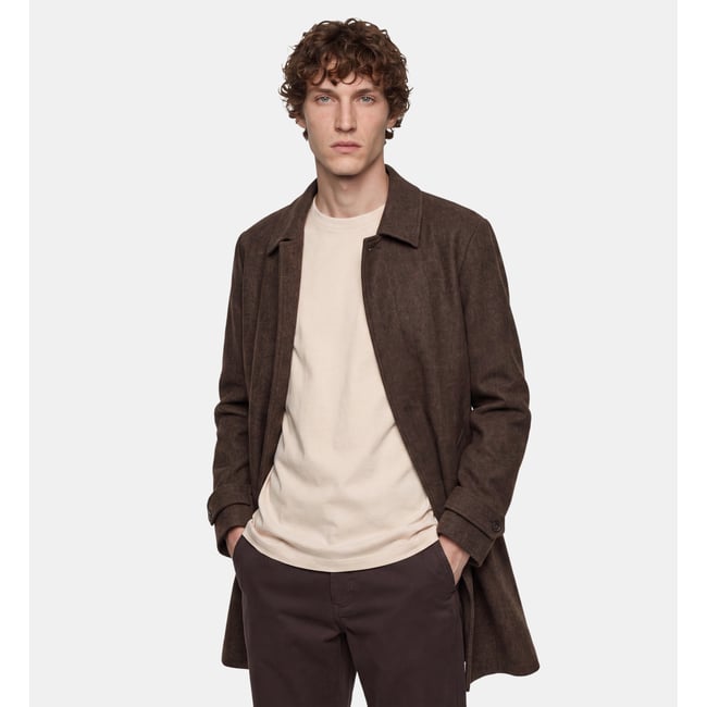 Manteau droit toatwool chevrons marron <span itemprop=