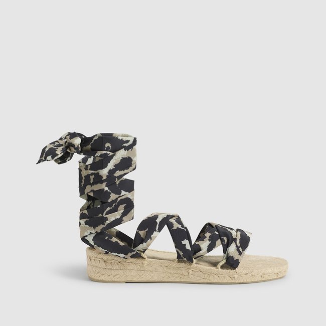 Alpargatas planas de tela Paloma x DVF negro/beige <span itemprop=