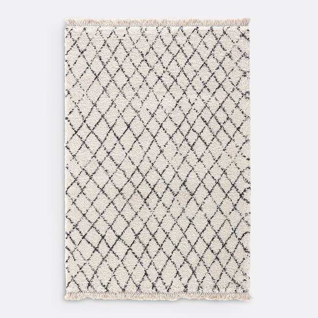 Alfombra estilo bereber Madara blanco/negro <span itemprop=