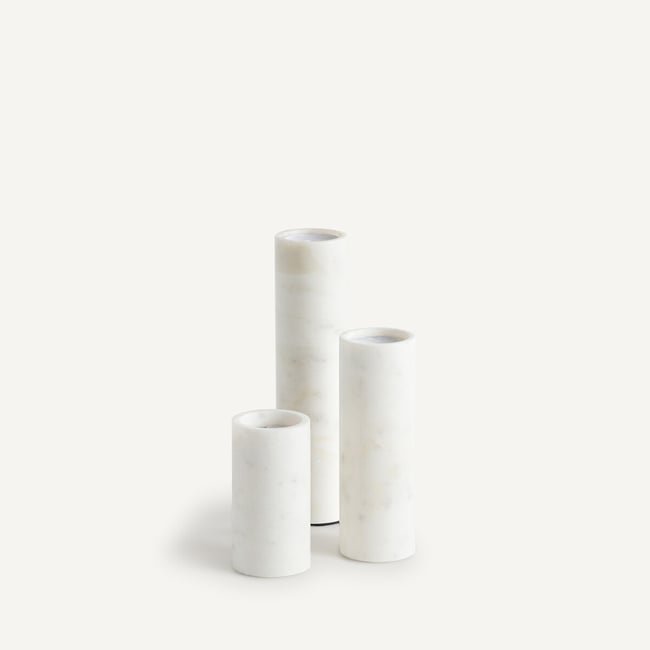 Set of 3 Scafi Marble Candle Holders marble white AM.PM