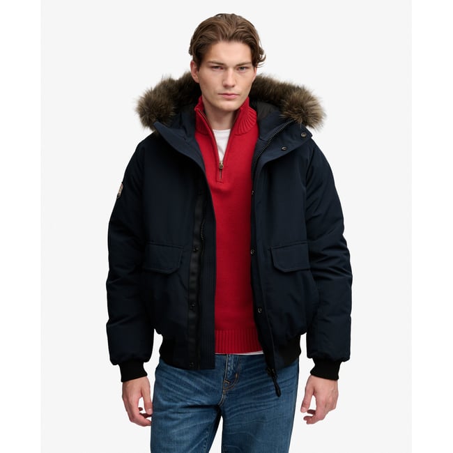 Bomber Everest en imitation fourrure bleu marine éclipse <span itemprop=