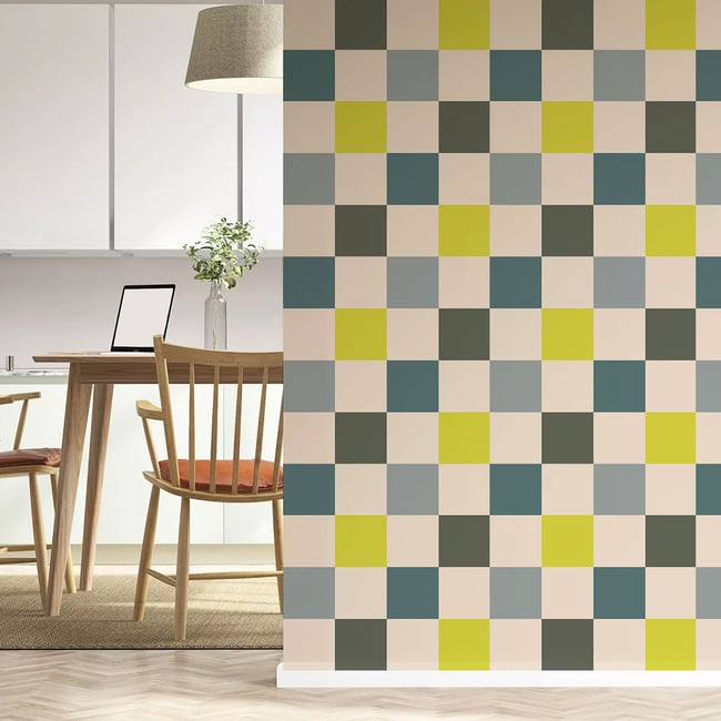Papier peint damier coloré Couleur intissé <span itemprop=