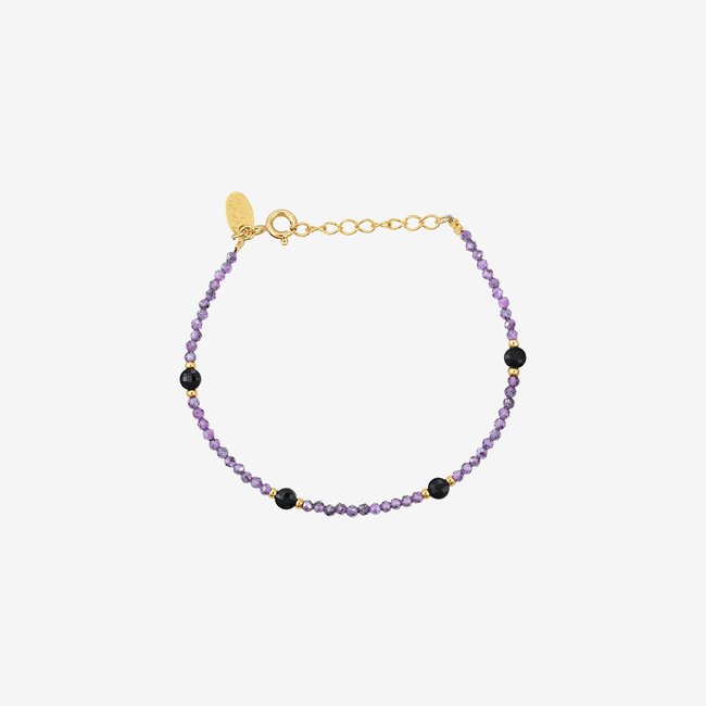 Bracelet indie amante amethyste/onyx violet <span itemprop=