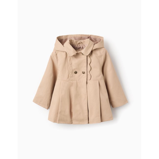 Parka Plissée avec Capuche beige clair <span itemprop=