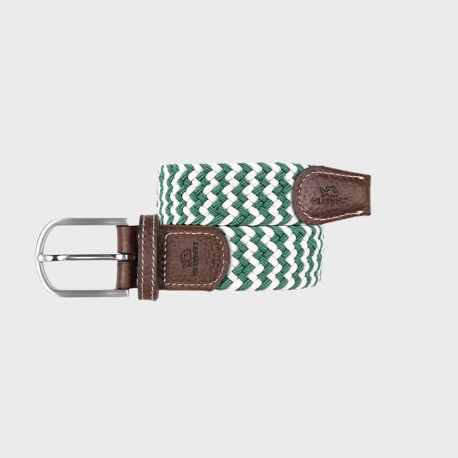 Ceinture tressée élastique MULTICOLORE vert et blanc <span itemprop=
