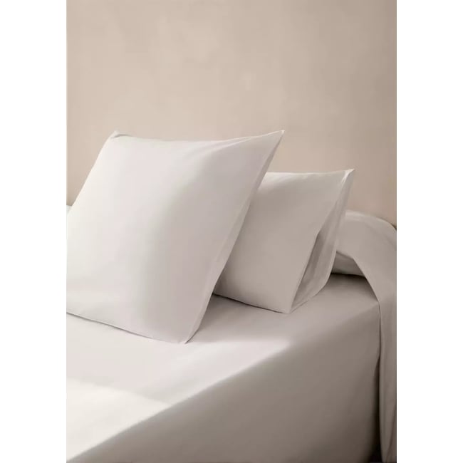Deux taies d’oreiller percale de coton 60x60 cm blanc <span itemprop=