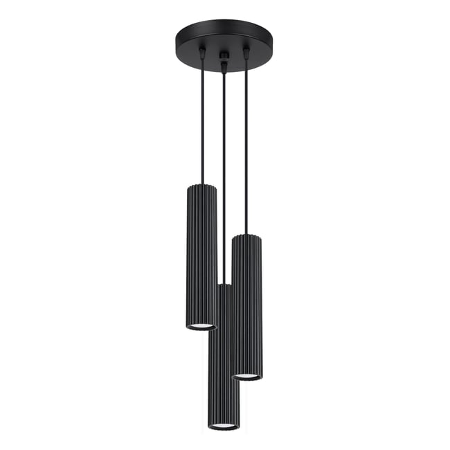 Suspension Aluminium Noir GU10 3 Karbon Couleur noir <span itemprop=