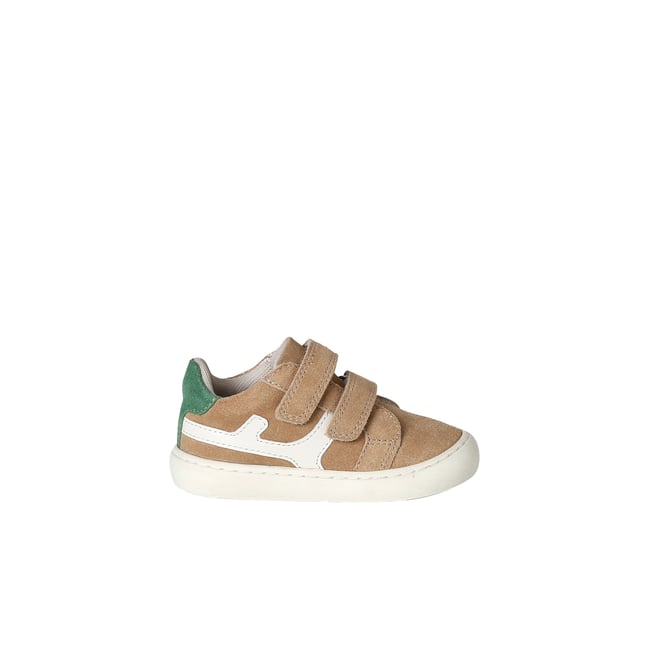 Chaussures cuir à scratchs sable <span itemprop=