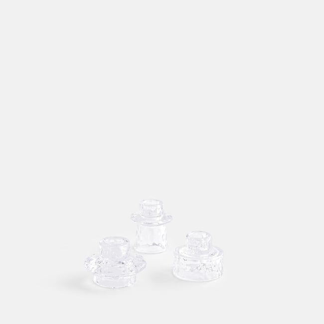 Lot de 3 bougeoirs en verre transparent texturé, NEO  Couleur transparent <span itemprop=