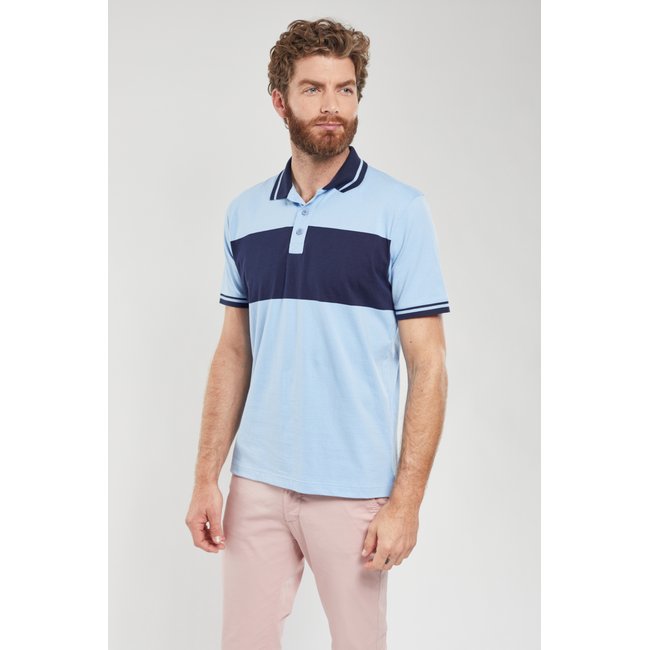 Polo manches courtes en coton river/marine deep <span itemprop=