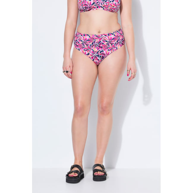 Bas de bikini fleuri, taille haute bleu foncé <span itemprop=