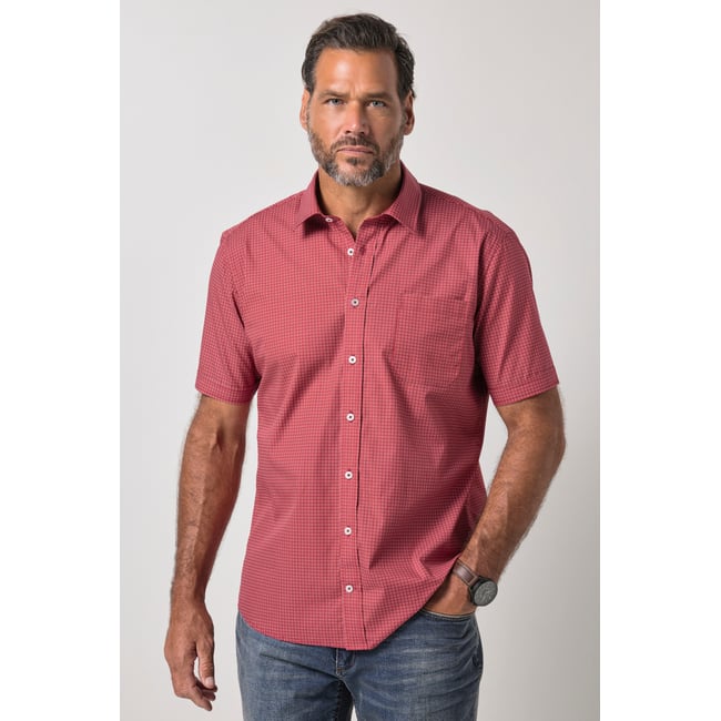 Chemise manches courtes et imprimé intégral rouge bordeaux <span itemprop=