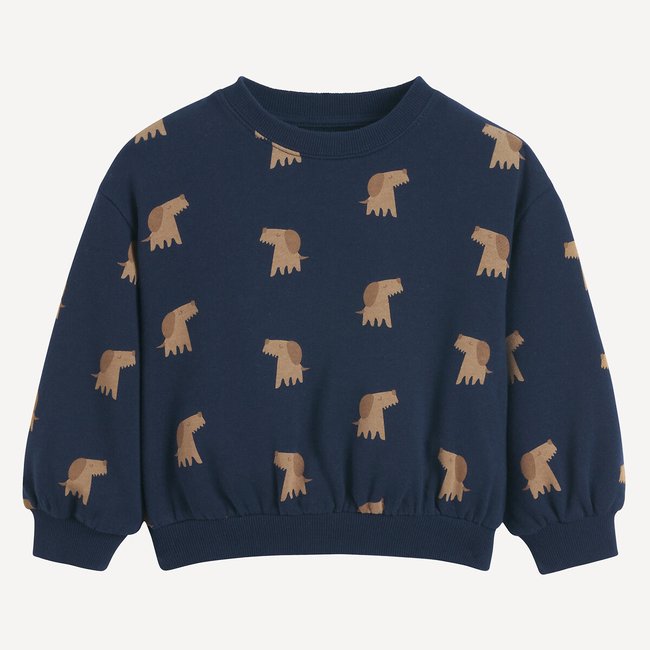 Sweat col rond imprimé chiens en molleton bleu marine LA REDOUTE COLLECTIONS