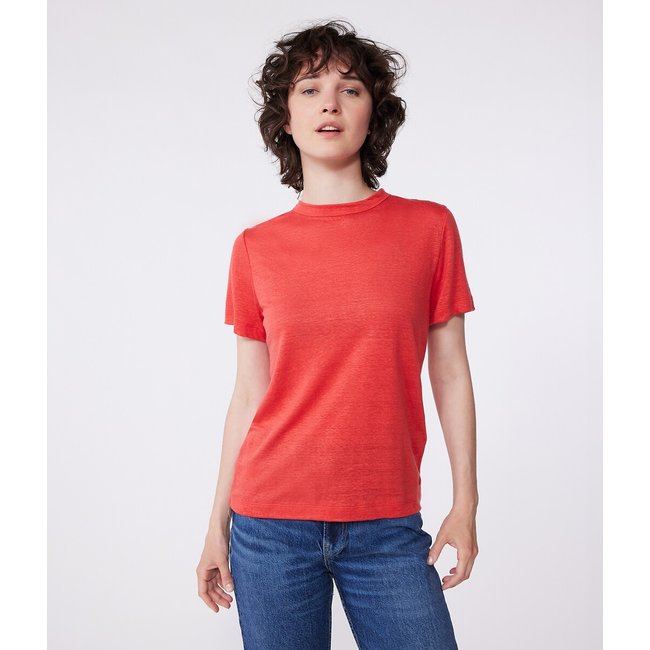 T-shirt a maniche corte in lino peperoncino PETIT BATEAU