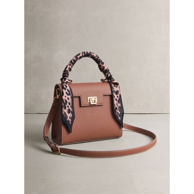 Sac à main foulard marron fauve <span itemprop=