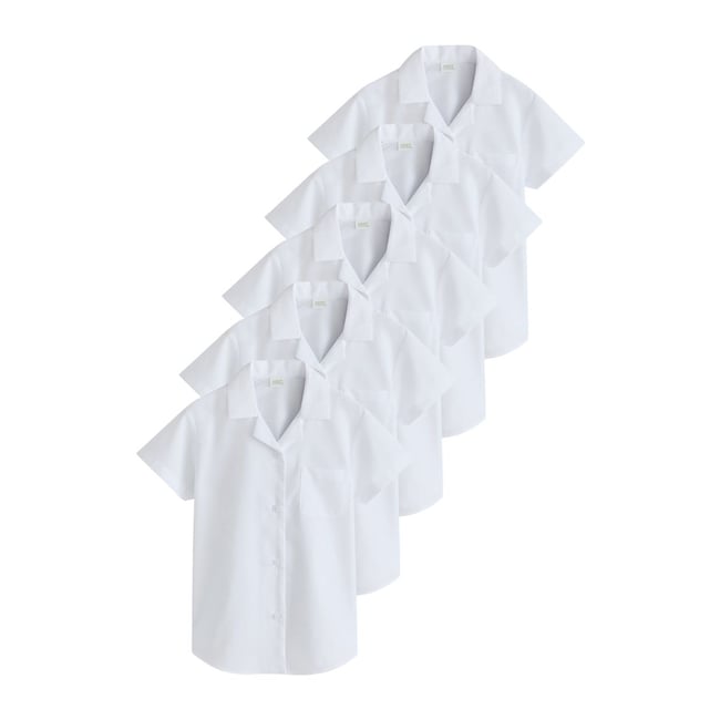 Chemise d'école à col revers, lot de 5 blanc <span itemprop=