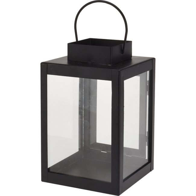 Lanterne en métal noir et verre 10x10x16cm Couleur noir <span itemprop=