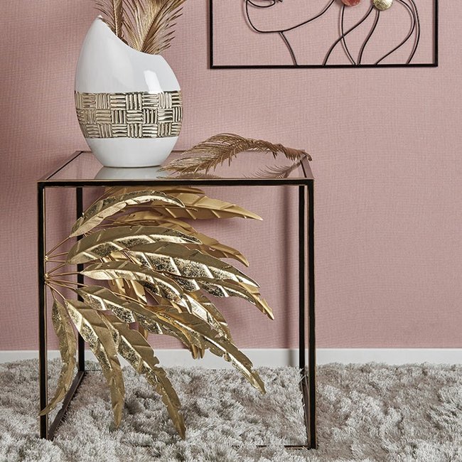 Bout de canapé en métal gerbes noir et or Couleur noir <span itemprop=
