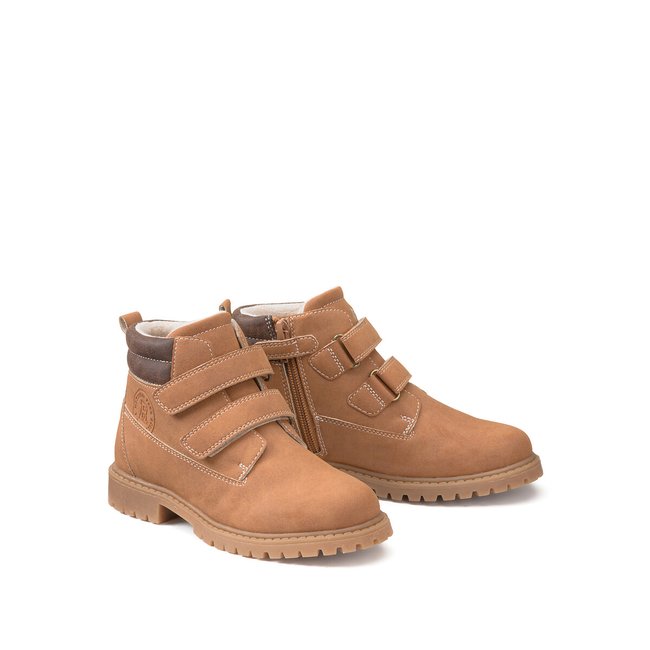 Boots mit Reissverschluss und Klettverschluss kamel <span itemprop=