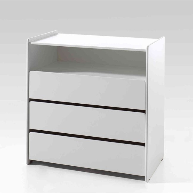 Commode laqué 3 tiroirs Couleur blanc <span itemprop=
