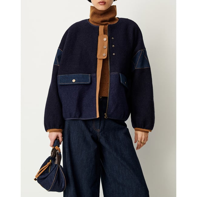 Veste bi-matière en laine, COL NIGHT - SESSUN