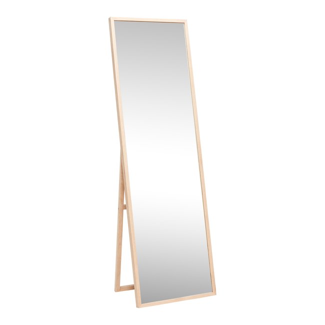 Miroir sur pied en verre et bois de chêne GLIMPSE Couleur naturel <span itemprop=