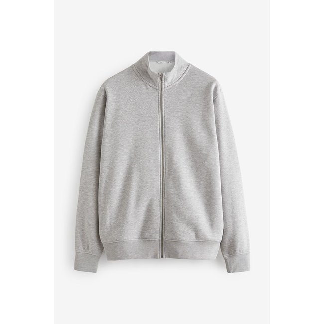 Sweat zippé à col cheminée en jersey et coton gris clair <span itemprop=