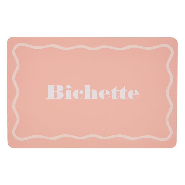 Set de table rectangulaire avec inscription Bichette rose <span itemprop=