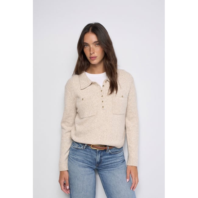 POLO EN MAILLE AVEC LAINE beige <span itemprop=