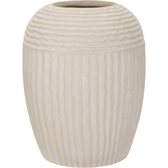 Vase texturé aux lignes verticales MODERN Couleur crème <span itemprop=