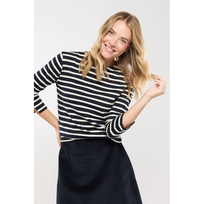 Marinière en coton équitable PASSERELLE rich navy/nature <span itemprop=