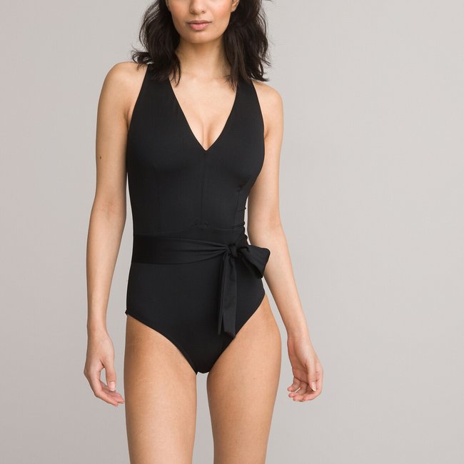 Костюм купальный цельный с узлом черный LA REDOUTE COLLECTIONS