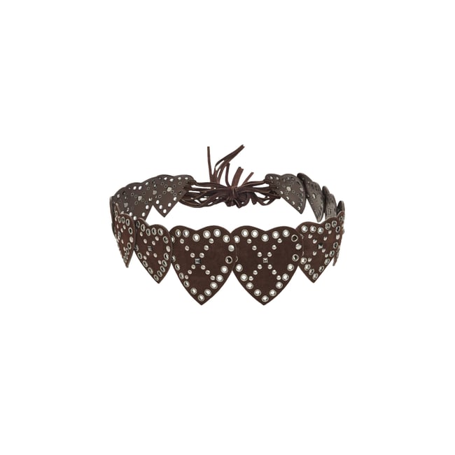 Ceinture cloutée avec cœurs marron <span itemprop=