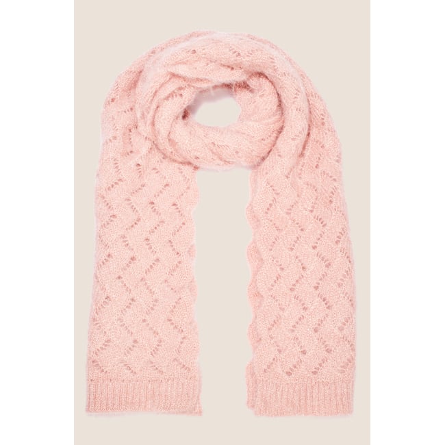 Écharpe ajourée vieux rose <span itemprop=